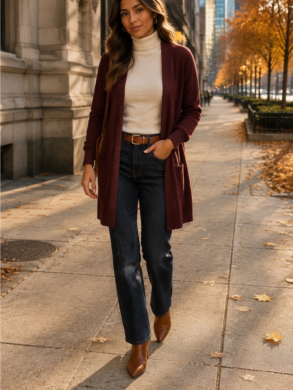 Burgundy Open Front Cardigan